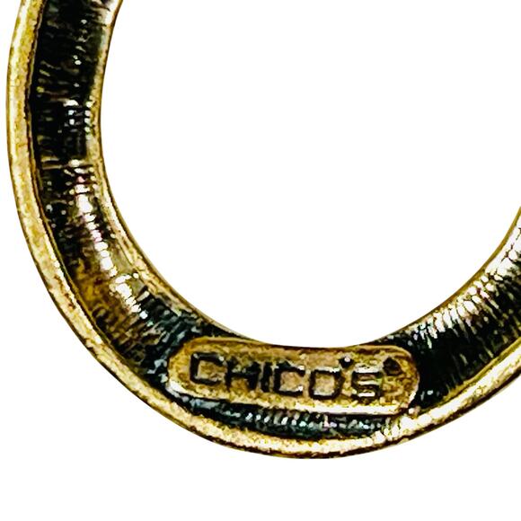 Vintage Chicos Earrings Designer Gold Tone Black Enamel Yellow Clear Stones - Picture 5 of 6